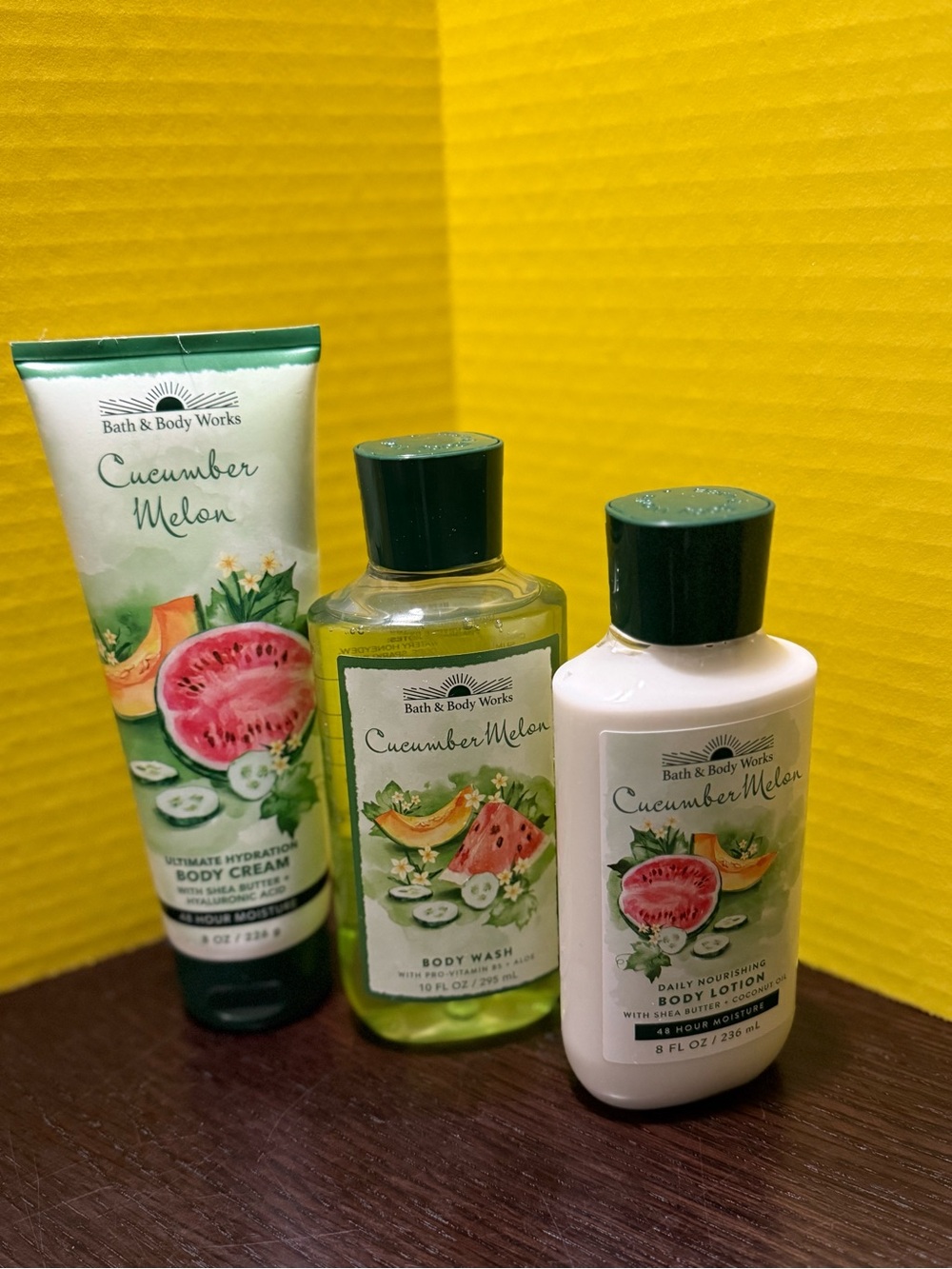 Bath & Body Works Cucumber Melon Body Care Trio - Green & White🍉🥒